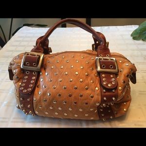 Be&D Garbo Satchel Leather Light Tan Studded Bag
